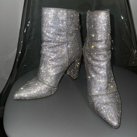 Steve Madden Shoes - Silver Rhinestone Ankle Boots